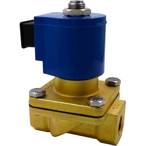Solenoid Valve, 2-Way, 3/8 in Pipe Size, 120V/60V, 110V/50V, Zero Differential, Diaphragm, Brass